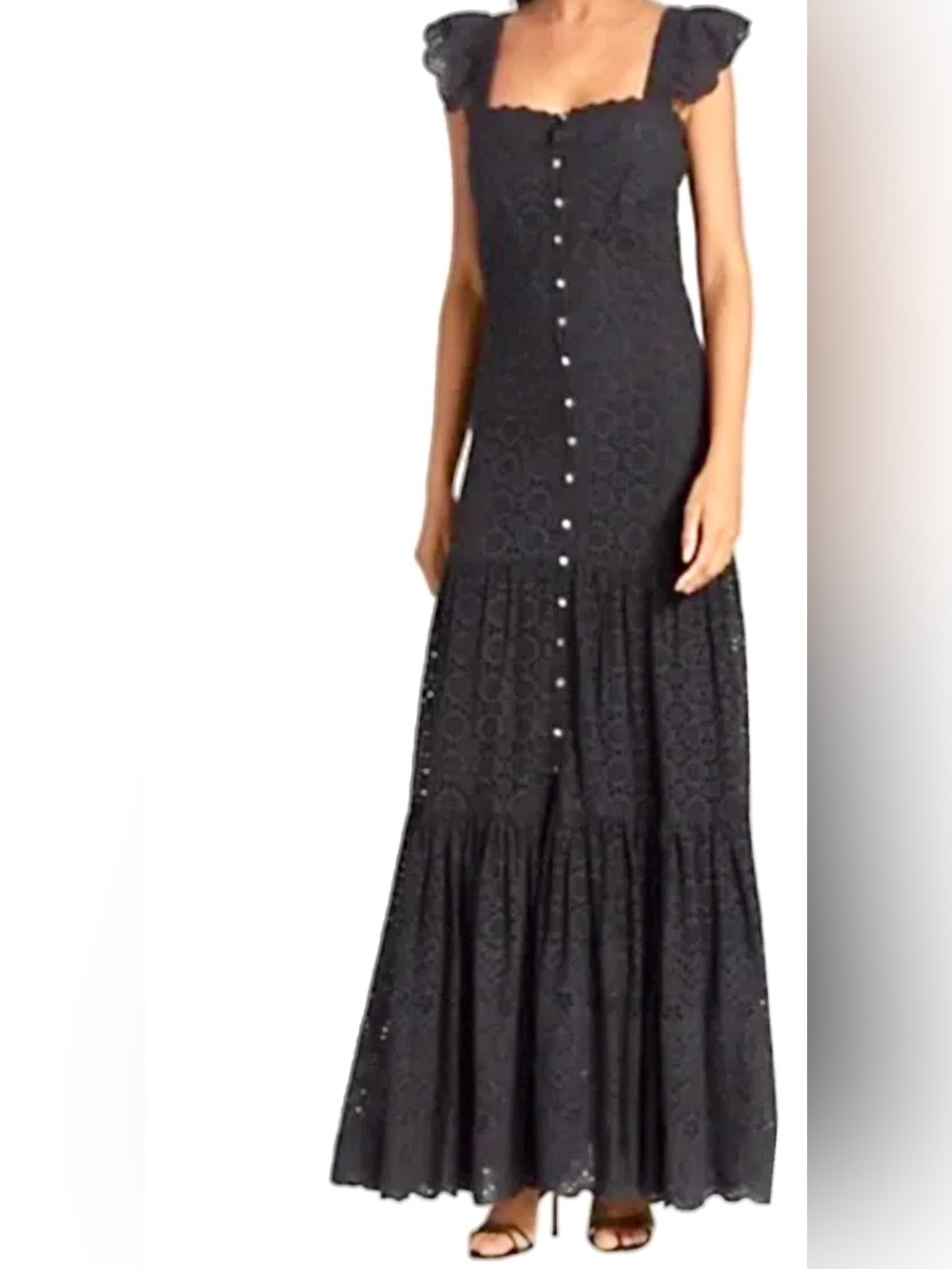 Veronica Beard Aislin Eyelet Tiered Maxi Dress Sz 12